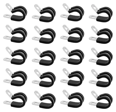 Productafbeelding van 20 stuks roestvrijstalen slangbeugels met rubberinleg (16 mm)