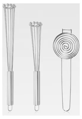Produktbild von 2 Stück Edelstahl Schneebesen Set mit Eigelbtrennfilter, Draht Schneebesen für Kochen, Mischen, Schlagen, Rühren