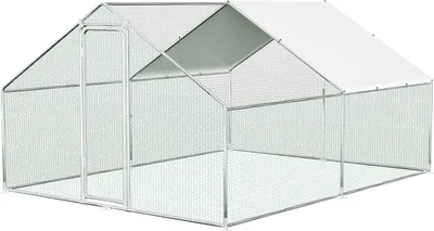 Produktbild von Aopunly Hühnerstall 3x4x2m Hühnerhaus Kleintierstall Freilaufgehege Kleintiergehege Voliere Freigehege Hühnerkäfig Geflügelstall Verzinkter Stahlrahmen mit Dach