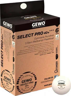Produktbild von GEWO Tischtennisbälle Select PRO 40+, 6 Stück, ITTF-e- Wettkampf- 3 Sterne