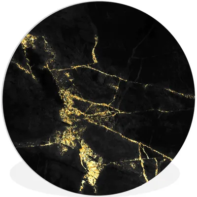 Produktbild von MuchoWow® Rundes Wandbild - Runde Bilder Marmor - Schwarz - Gold - Luxus Ø 60 cm Kreis Wanddekoration Kunststoff - Wandkreis - Wandschmuck - Wand Kreis - Das Schlafzimmer - Die Bilder - Wandmalerei - Kunst für das Haus - das Plastik