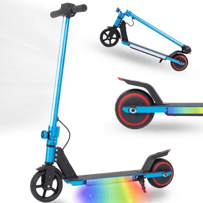 Produktbild von Vankel Elektro-Kinderroller 6,5 Zoll E-Roller für Kinder 6-15 Jahre, klappbar, LED-Display, Licht, Vollgummireifen, Fußbremse, ca. 5-8 km Reichweite