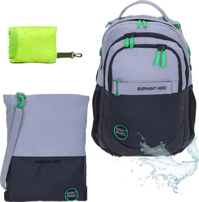 Produktbild von Schulrucksack 3 Teile Set Jungen ab 3. Klasse Tasche Mappe Schultasche Rucksack + Turnbeutel Attach Bag + Regenhülle 13047 CB Grau Grün rtp