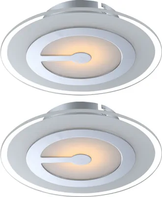Produktbild von 2x LED Deckenleuchte, Chrom, Glas, D 23 cm