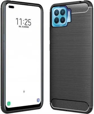 Productafbeelding van cofi1453® Siliconen hoesje, bumper, carbon design, compatibel met Oppo A73. TPU, zachte telefoonhoes, beschermhoes, zwart