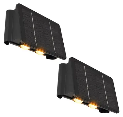 Produktbild von 2x LED Wandlampe Solarleuchte, Akku, schwarz, L 17 cm