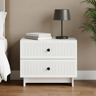 Produktbild von vidaXL Nachttisch Weiß 62 x 34,5 x 47,5 cm Holzwerkstoff