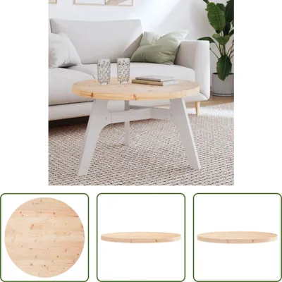 Produktbild von The Living Store Tischplatte Rund Ø70x3 cm Massivholz Kiefer