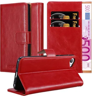 Produktbild von Cadorabo Hülle für HTC Desire 12 Schutzhülle in Rot Handyhülle Book Tasche Case Etui Luxury