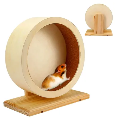 Produktbild von Hamsterrad aus Holz - Leises Laufrad für Hamster, Rennmäuse, Mäuse, Chinchillas und andere Kleintiere (Ø: 15 cm)