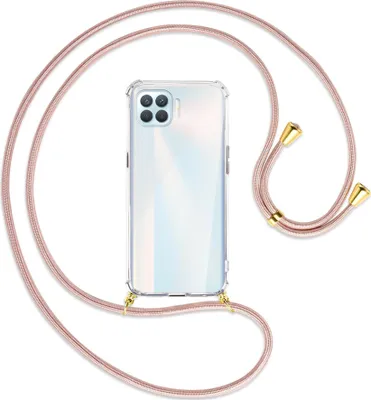 Produktbild von Handykette Backcover-Schutzhülle mit Band (Metall goldfarben) für Oppo A93 - roségold