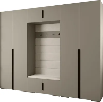 Produktbild von MEBLE KRYSPOL Inova 1 Möbelset Garderobe, 236,7x300x47cm - Kaschmir, Manila 02, Schwarz