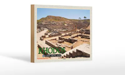 Produktbild von Holzschild Reise 18x12 cm Rhodos Griechenland Kamiros Antike Stadt