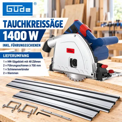 Produktbild von Güde Tauchkreissäge 1400W Handkreissäge Kreissäge Tauchsäge inkl Führungschienen