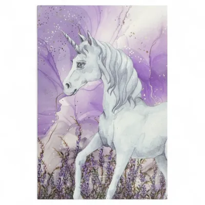 Produktbild von Wohndecke mit Tiermotiv 150 x 200 cm Lila Kuscheldecke Schlafdecke EINHORN