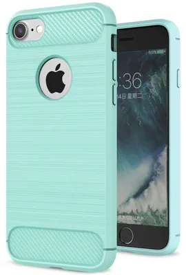Immagine prodotto di Custodia per cellulare NALIA per Apple iPhone 7, effetto carbonio Custodia elegante per cellulare verde menta