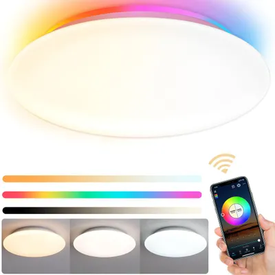 Obrázek produktu pro Chytré stropní LED svítidlo, 28W, 2240LM, bílé, stmívatelné, stropní svítidlo se změnou barvy, RGB ambientní svítidlo WiFi, Alexa, Google Home, do ložnice obývacího pokoje