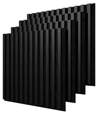 Immagine prodotto di STEGU Linea Acoustic PROline Set da 4 pannelli acustici 60x60,5 cm con lamelle in legno, MDF nero