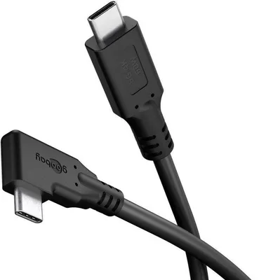 Image de Câble USB-C™ Goobay 79421 à 90°, 1 m, noir, 1 m - 60 W, 3 A, 5 Gbit/s, Power Delivery