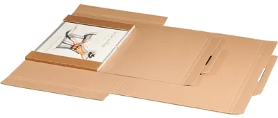 Produktbild von 1300x Kalenderverpackungen  347x247mm bis 15mm Höhe mit Steckverschluss zum Wiederverschließen für A4 braun