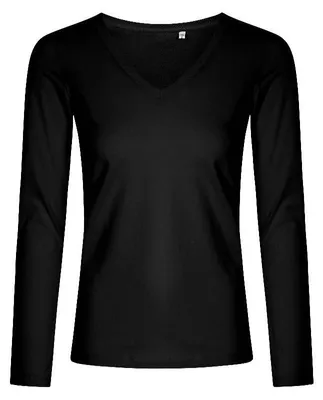 Produktbild von X.O By Promodoro - T-Shirt V-Ausschnitt für Damen Langärmlig LT3044 (3XL) (Schwarz)