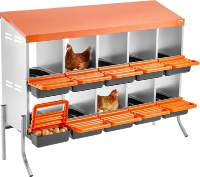 Obrázek produktu pro VEVOR Dvoupatrové hnízdo pro nosnice 1320x525x990 mm, 10 přihrádek, kovové hnízdo pro slepice s podpěrnými nohami a větracími otvory, hnízda pro drůbež, rolovací hnízdo, ideální pro slepice, kachny, kuřata a další drůbež