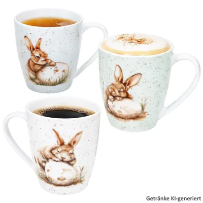 Immagine prodotto di Ritzenhoff Set da 3 tazze da caffè Bunny 300 ml Coniglio Pasqua Bianco Verde Blu
