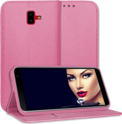 Produktbild von Bookstyle Schutzhülle Klapphülle Schutztasche Etui Cover für Samsung Galaxy J6 Plus (J610 / 6.0'') - Rosa