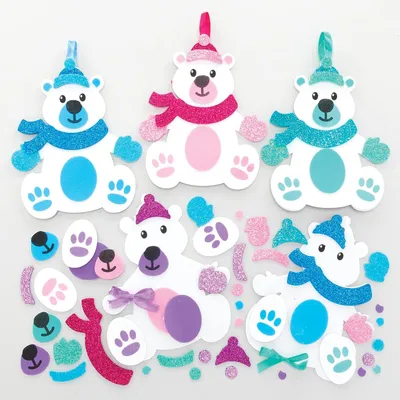 Productafbeelding van Sneeuwbeer-decoratiesets - Pak van 8 - Maak je eigen decoraties om te ontwerpen en weer te geven