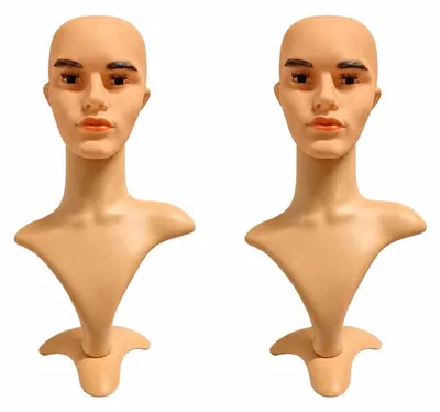 Produktbild von Perückenkopf Herren 2er Set Schaufensterkopf Männlich 53 cm Dekokopf Mannequin Kopf mit Ständer Kunststoffkopf Herrenkopf für Perücken Mützen Hüte Brillen