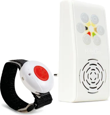 Produktbild von HelpLine 230 Hausnotruf mit Notrufarmband für die häusliche Pflege; Funk Notrufsystem mit Notruf Armband; Notrufknopf für Senioren; Pflegeruf Set mit Quittierungsfunktion