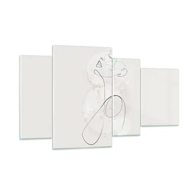 Produktbild von Bilder auf glas - 4 Teile - Frau eins Linie - 120x70cm - Glasbilder - Wandbilder - Bilder - zum Aufhängen bereit - Wanddekoration aus Glas - Glas Bilder - Wandbild auf Glas - GDL120x70-4576