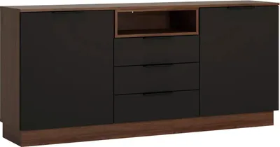 Image de Buffet Alicante Commode 180x35x83cm noyer gris noir