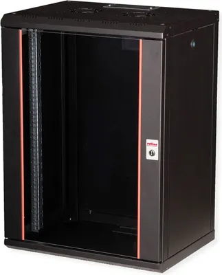 Obrázek produktu pro ROLINE 26.21.0176, Nástěnný regál, 16U, Zámek, Kolejnice racku, 29 kg, Černá