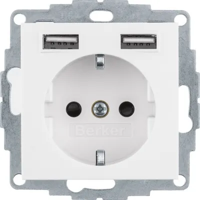 Produktbild von Berker Steckdose SCHUKO/USB S.1 48031909 polarweiß matt