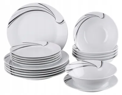 Produktbild von Tafelservice Prima Deco Mozaika 18-teilig Porzellan weiß rund für 6 Personen