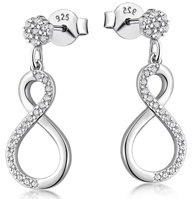 Produktbild von MATERIA by Matthias Wagner Unendlichkeit Ohrringe Silber 925 Damen Stecker hängend Zirkonia SO-470