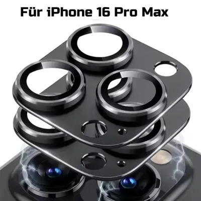 Produktbild von 2x Kameraschutz für Apple iPhone 16 Pro Max Aluminium Schutz in Schwarz