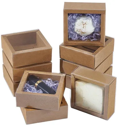 16-teiliges Kraftpapier Ladebox-Set - Quadratische selbstgemachte Seifenboxen - Ideal für aktuelle Party-Schmuck und