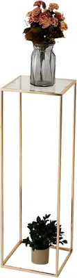 Productafbeelding van Set van 4 metalen zuilstandaarden – 80 cm. Geometrische vaasstandaarden voor bruiloften en evenementen – goud