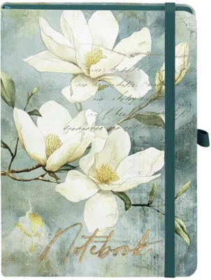 Produktbild von Notizbuch B6, Hardcover, "Botanische Magnolie", 192 Seiten