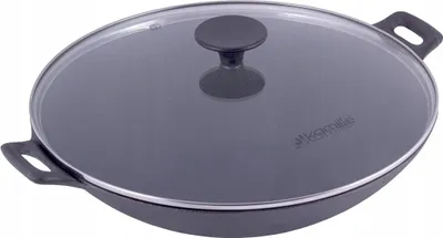 Zdjęcie produktu dla Żeliwna patelnia WOK ¤30cm z pokrywką KAMILLE