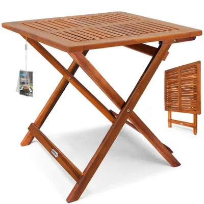 Image de Table d'appoint pliable en bois d'acacia, 70 x 70 x 73 cm