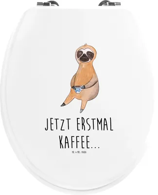 Produktbild von Mr. & Mrs. Panda Toilettendeckel Faultier Kaffee - Weiß - Geschenk, Klodeckel, Coffee, klo deckel, motiv wc sitz, Deko, faul, Brille
