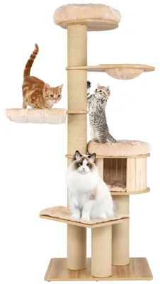 Productafbeelding van Kattenboom - Krabpaal - Klimmeubel - Kattenhuis - Kattenmeubel - Groot Houten Condo