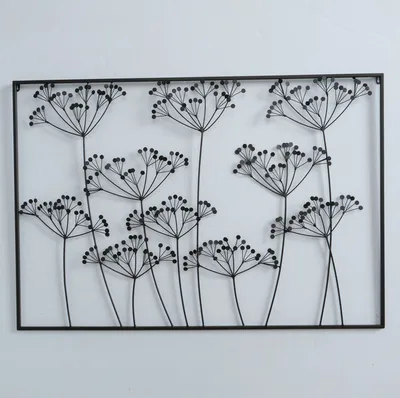 Produktbild von Wandobjekt Wiesenblumen Schwarz Metall 75x110 cm Deko Objekt Wandbild