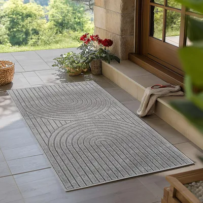Produktbild von Teppium Outdoor Teppich, Modern Boho Design, 3D Effekt, Robust und UV-Beständig, ideal für Terrasse Wohnzimmer & Küche, Grösse: 80x150 cm