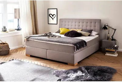 Produktbild von Boxspringbett 180x200 cm LORETO-114 in Taupe, Härtegrad H2 - H3