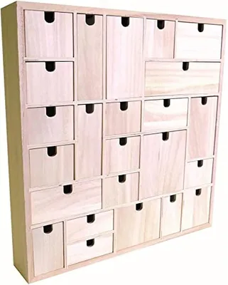 Image de Calendrier de l'Avent à décorer - Motifs géométriques - Bois - 40 x 40 x 6-5 cm