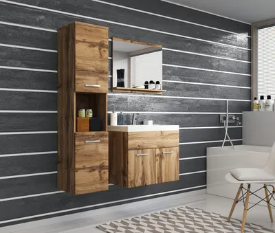 Produktbild von Badmöbel-Set "Montreal" 4-teilig mit Waschbecken Farbe wählbar